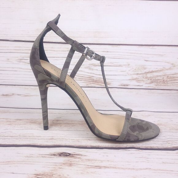 Chinese Laundry Leo Camouflage Olive Open Toe Ankle Strap Pupms High Heels 9M - Picture 1 of 13